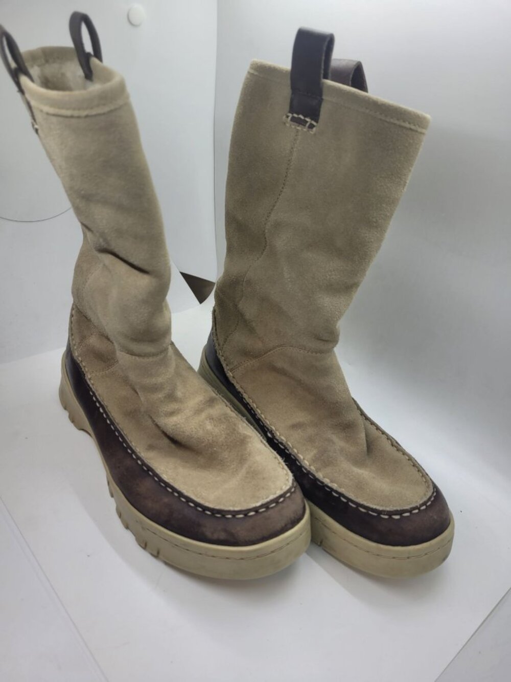 Sperry Womens Leather Upper Boots 7.5M Beige  Brown Snow Rain Fleece comfort - Picture 8 of 8